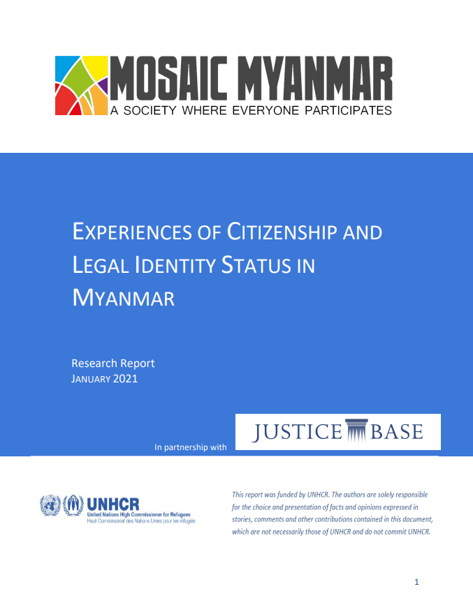 Experiences Of Citizenship And Legal Identity Status In Myanmar